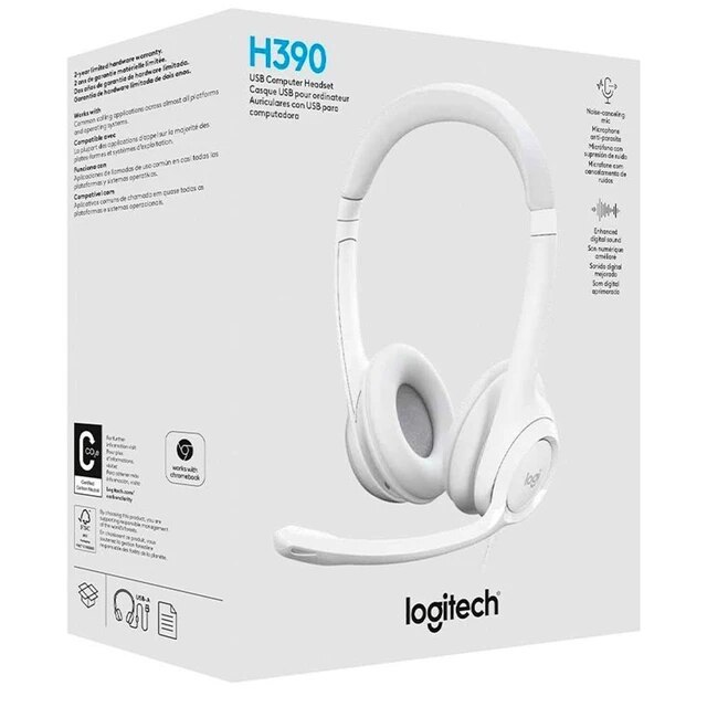 Logitech H390 Computer Headset Microphone Office Wired USB Noise