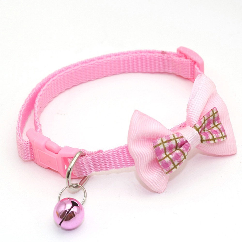 Pet Collar Adjustable Strap With Bell Design Cat & Ribbon Rantai Leher ...