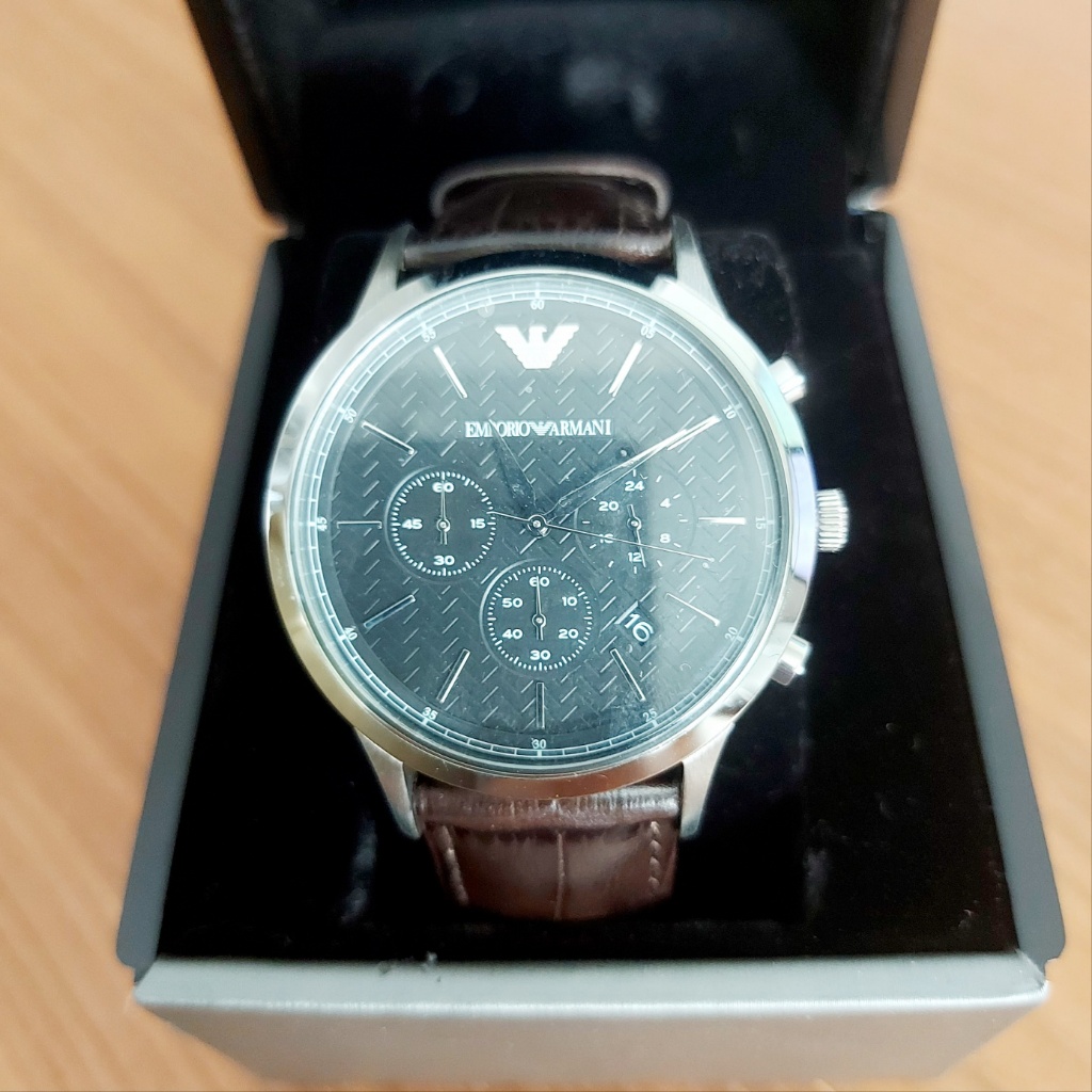 100 Original Emporio Armani AR2482 Chronograph Men s Watch Dark Brown Shopee Malaysia