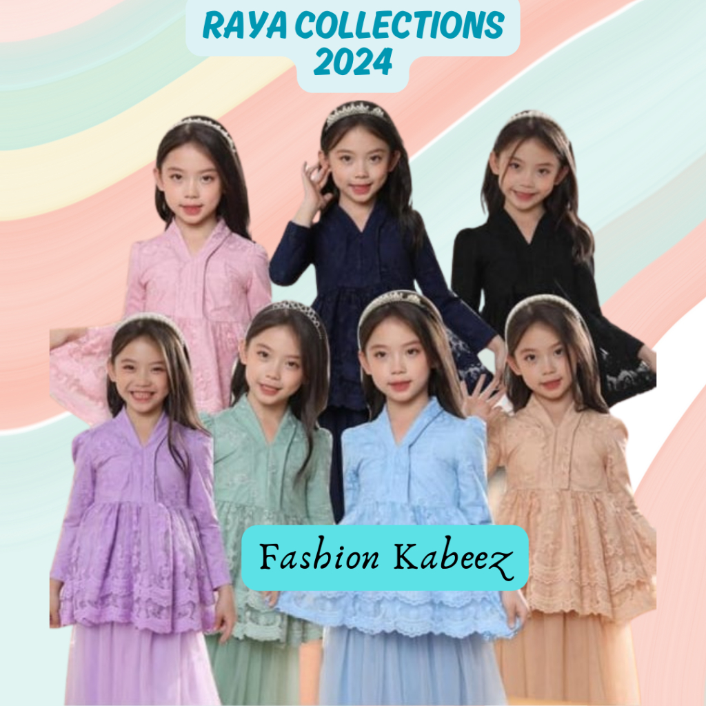 [ 2y - 12y ] RAYA 2024 Kebaya Lace Kids Girl ( Baju Kebaya Moden Raya ...