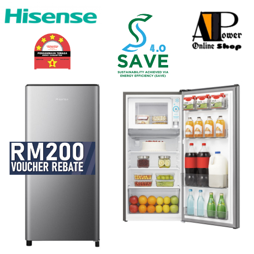 (SAVE 4.0) Hisense Fridge Single Door Refrigerator 170L RR197 RR197D4ABM PETI ais SEJUK 1 pintu (5 star)