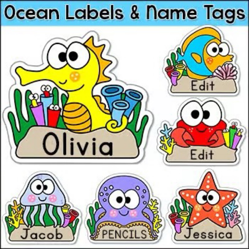 [PPT] Editable Name Tags - Under the Sea Ocean Theme Classroom Decor ...
