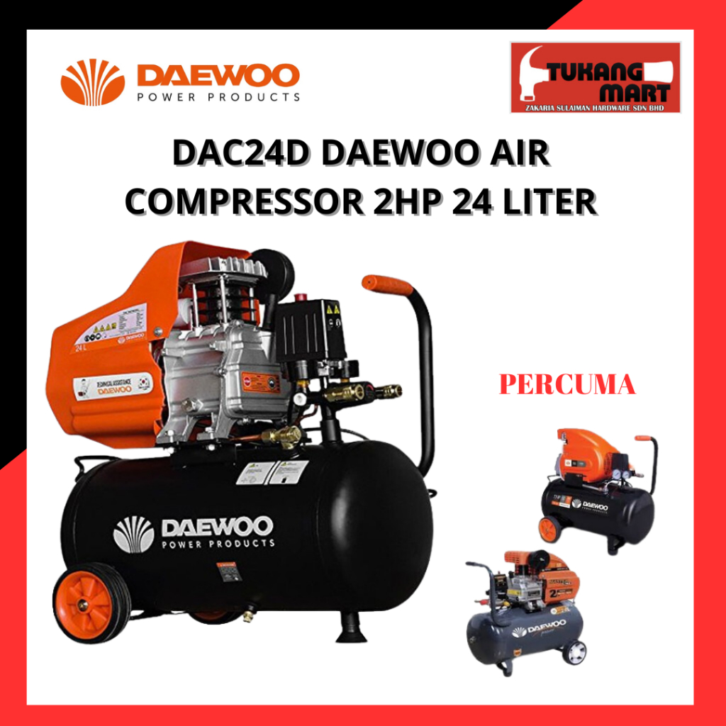 DAC24D DAEWOO AIR COMPRESSOR 2HP 24 LITER | Shopee Malaysia