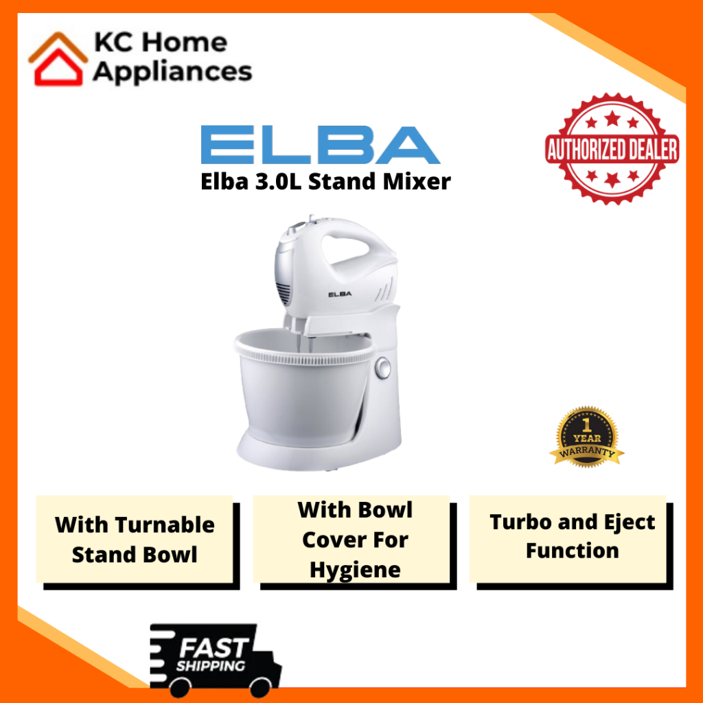 Elba 3L Stand Mixer 300W 5Speed Turbo & Eject Function