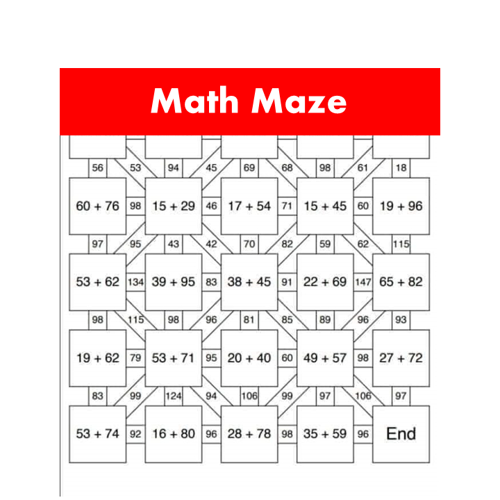 Printable PDF Mathematics Maze Worksheets Math Latihan Matematik ...