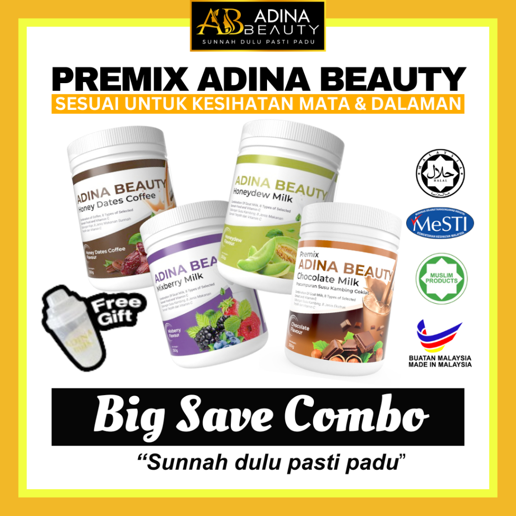 𝘾𝙤𝙢𝙗𝙤 𝙋𝙖𝙘𝙠 8 Botol Adina Beauty Susu Premix Untuk Kesihatan Mata dan ...