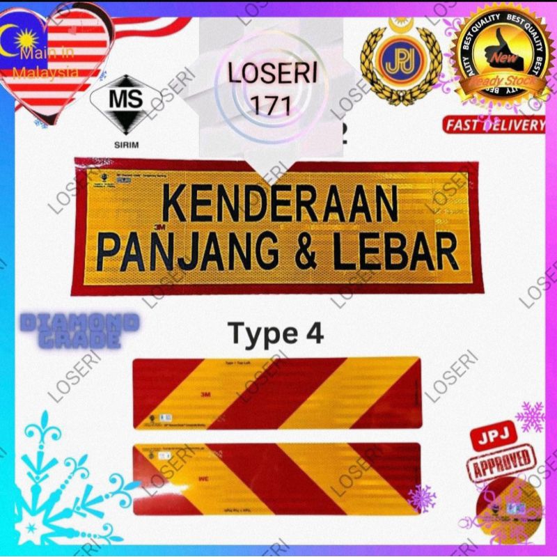 LOSERI PREMIUM 3M Diamond Grade Reflector Sticker SIRIM JPJ PUSPAKOM ...