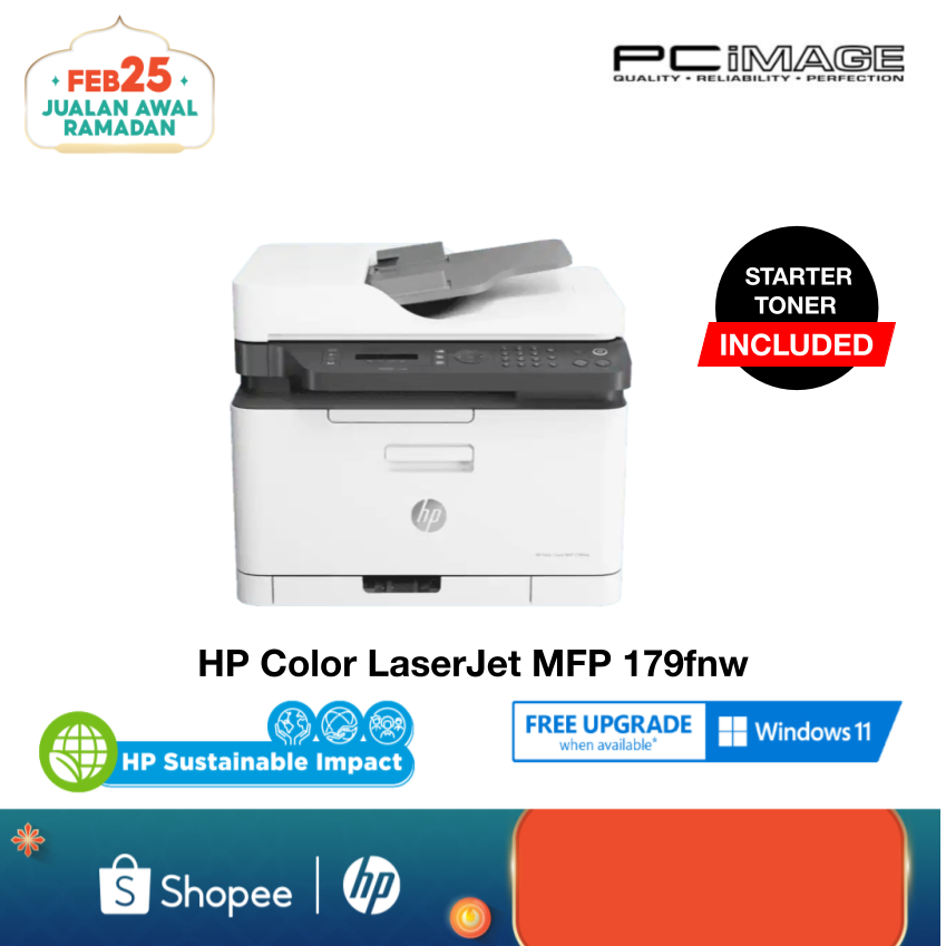 HP Color Laser MFP 179FNW Laser Printer Print/Scan/Copy/Fax/Wireless ...