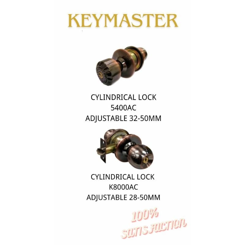 (100% SATISFACTION) KEYMASTER Adjustable Cylindrical Lock/Patterened ...