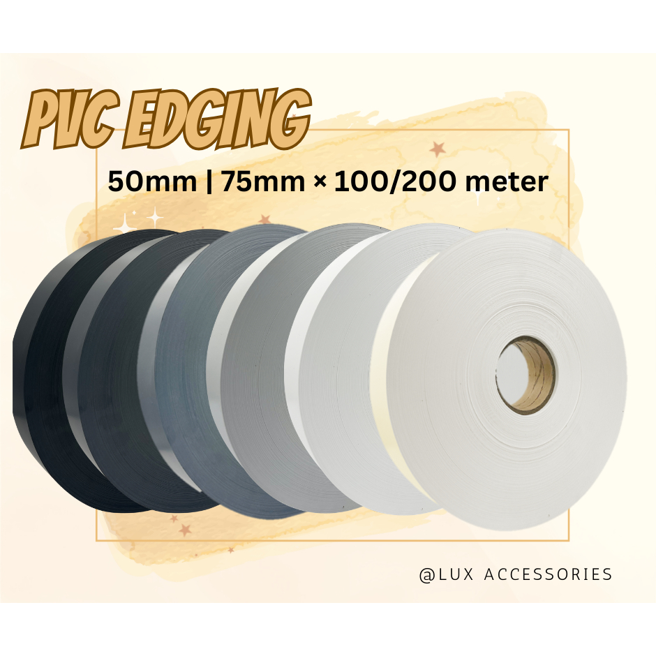 PVC Edging | 50/75mm × 100/200 Meter | Pagar | Pearl Cream | White ...