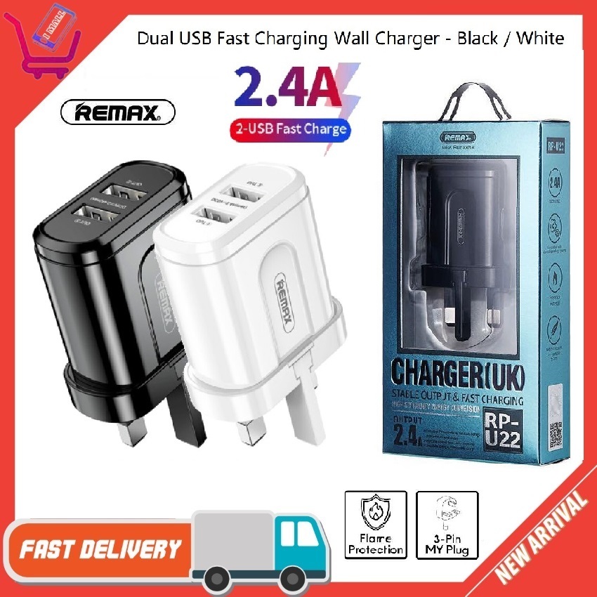 Remax Fast Charging RP-U22 Dual USB Port Adapter Support Fast Charging ...