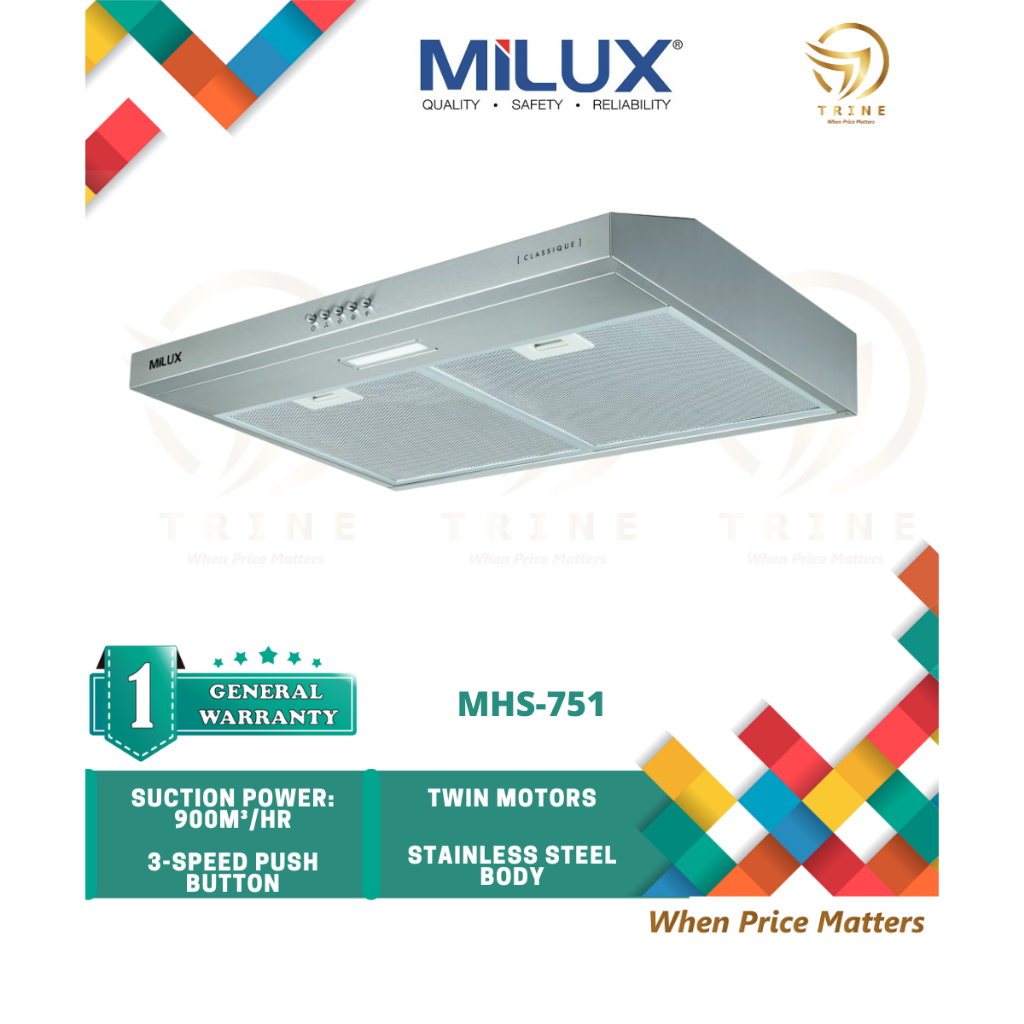 Milux 70cm Stainless Steel Slim Hood MHS-S751 / Milux Slim Hood MHE ...