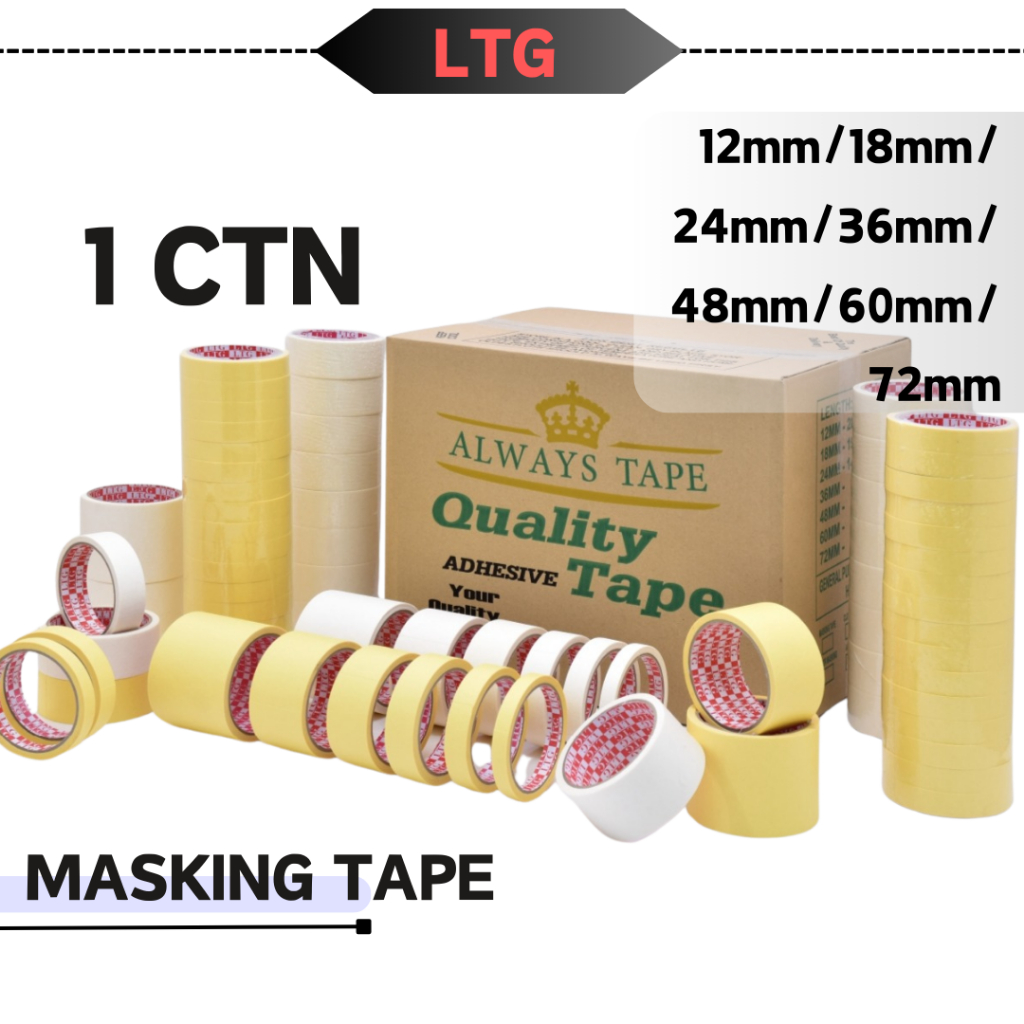 PREMIUM WHITE / YELLOW MASKING TAPE / Paper Tape 12mm/18mm/24mm/36mm ...