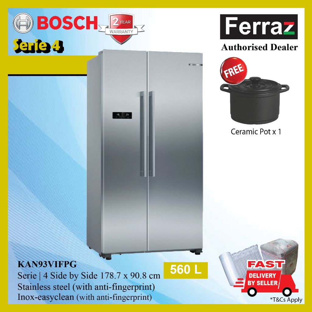 Bosch KAN93VIFPG Series 4 Side By Side Fridge S S 560L Bosch