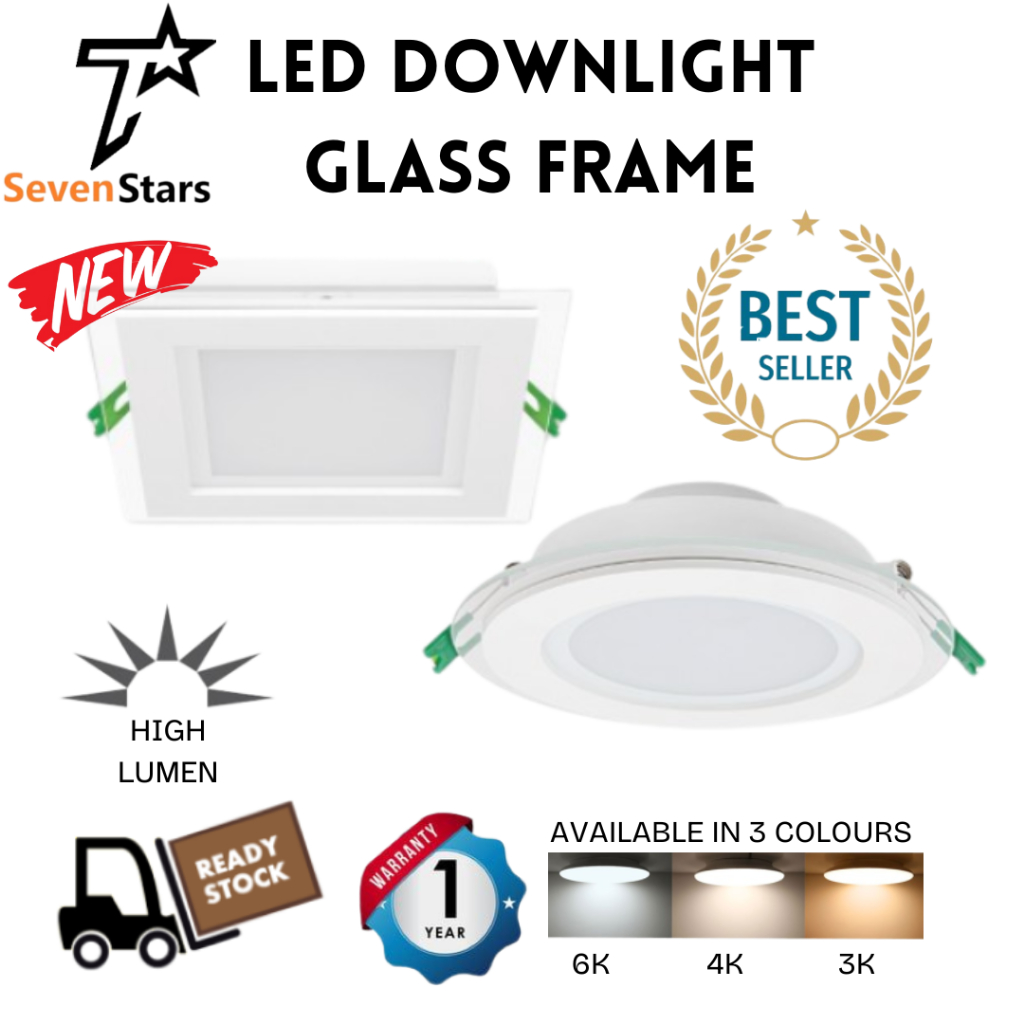 YET/LEDEON LED DOWNLIGHT GLASS FRAME 6 & 4 INCH HIGH LUMEN 18W & 12W ...