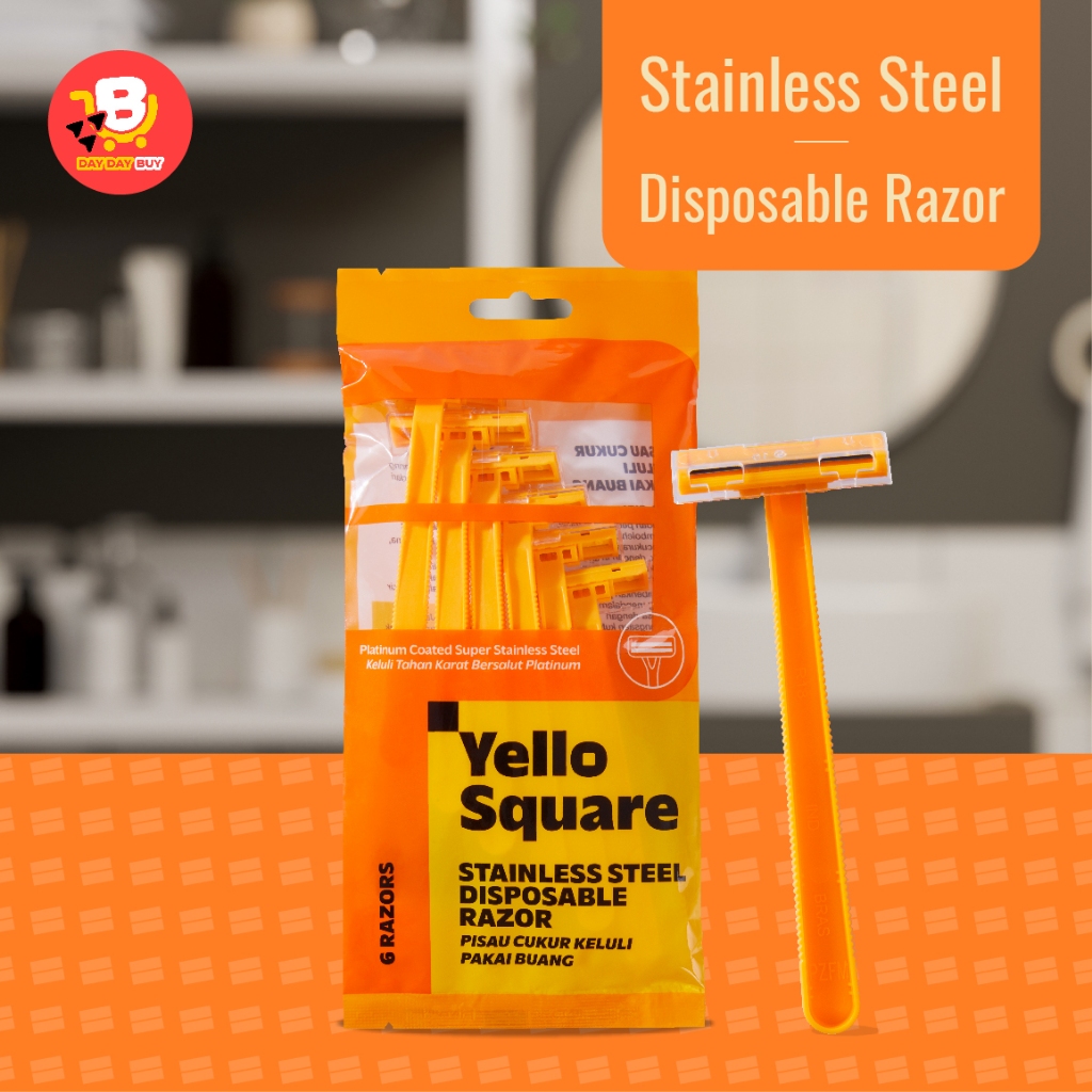 Yello Square Stainless Steel Disposable Razor (6pcs) | Shopee Malaysia