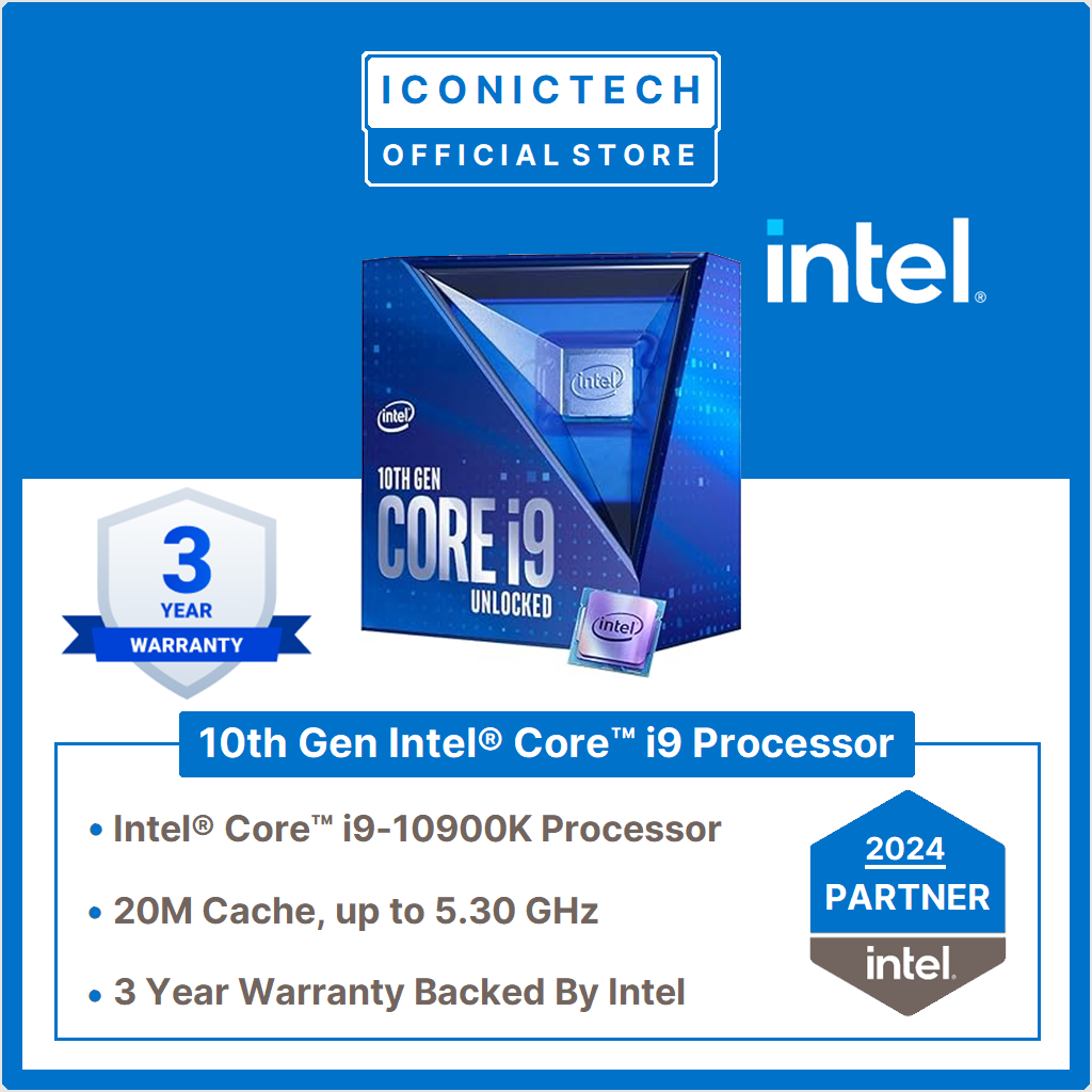 100% Authentic Genuine Brand New Original Malaysia Set - - > Intel Core i9-10900K  3.7 GHz Ten-Core LGA 1200 Processor