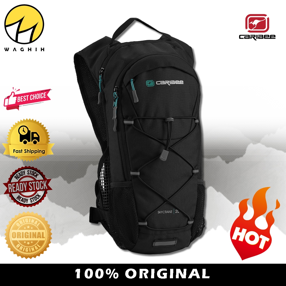 100 ORIGINAL CARIBEE SKYCRANE WITH 2.0 LITER HIKING TREKKING HYDRATION BAG PACK WATER BLADDER