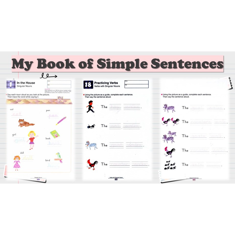 [P264] 81 pages My Book of Simple Sentence Worksheet for Pre-school PDF ...