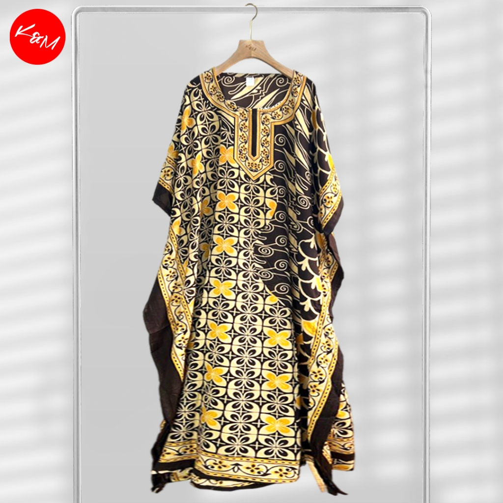 Short Sleeve Yellow Batik Kaftan