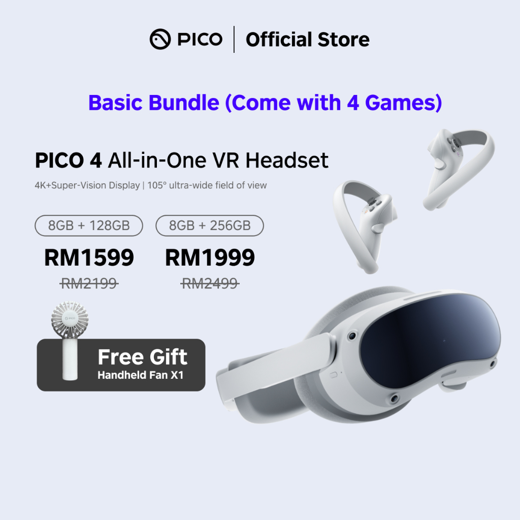 Basic Bundle] PICO 4 All-in-One VR Headset 128GB/256GB + Free