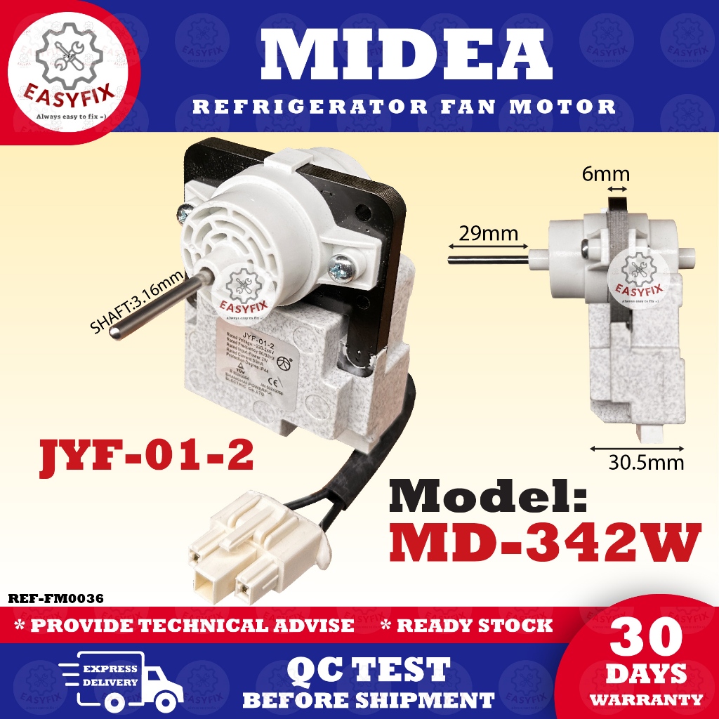 MD-342W MIDEA REFRIGERATOR FAN MOTOR PETI SEJUK PETI AIS MOTOR KIPAS ...