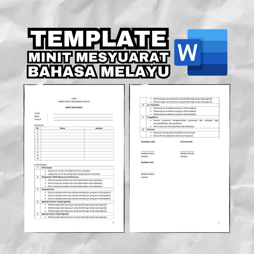 template minit mesyuarat template meeting minutes edit dalam microsoft ...