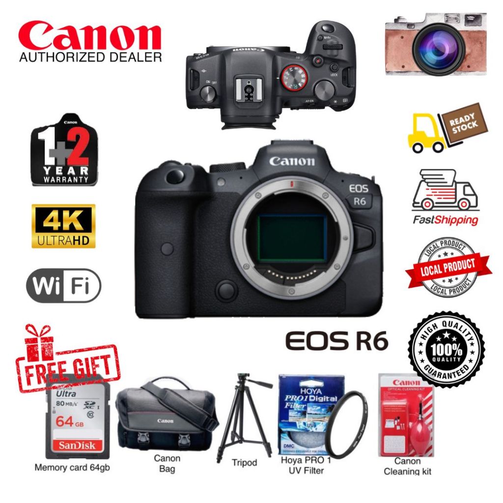 Canon EOS R6 FullFrame Mirrorless Camera with 4K Video, FullFrame