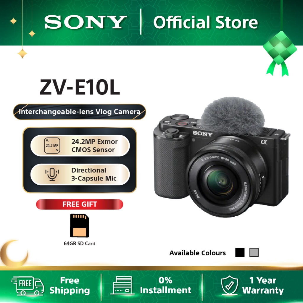Sony InterchangeableLens Digital Camera ZVE10 with 1650mm Power Zoom