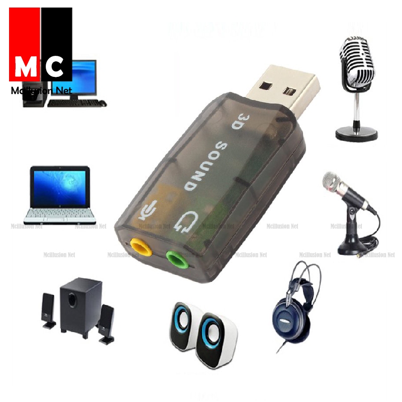 5.1 USB sound card with light laptop headphone converter interface ...
