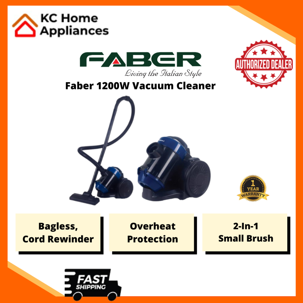 Faber Vacuum Cleaner 1200W Overheat Protection Cord Rewinder 2