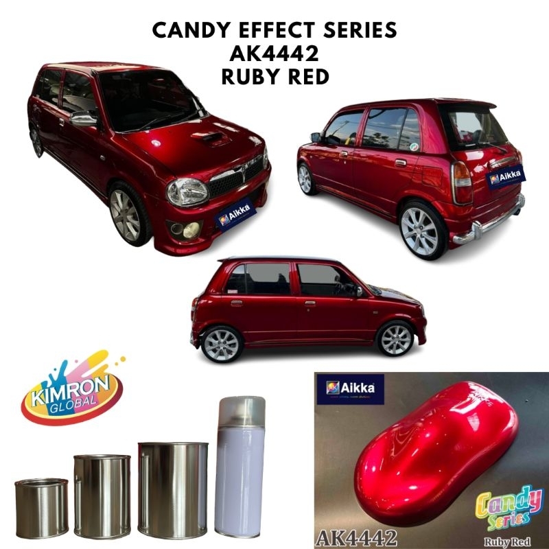 Aikka Paint Ak Ruby Red Candy Candy Effect Series Car Paint Cat Kereta Bancuh Warna Maroon