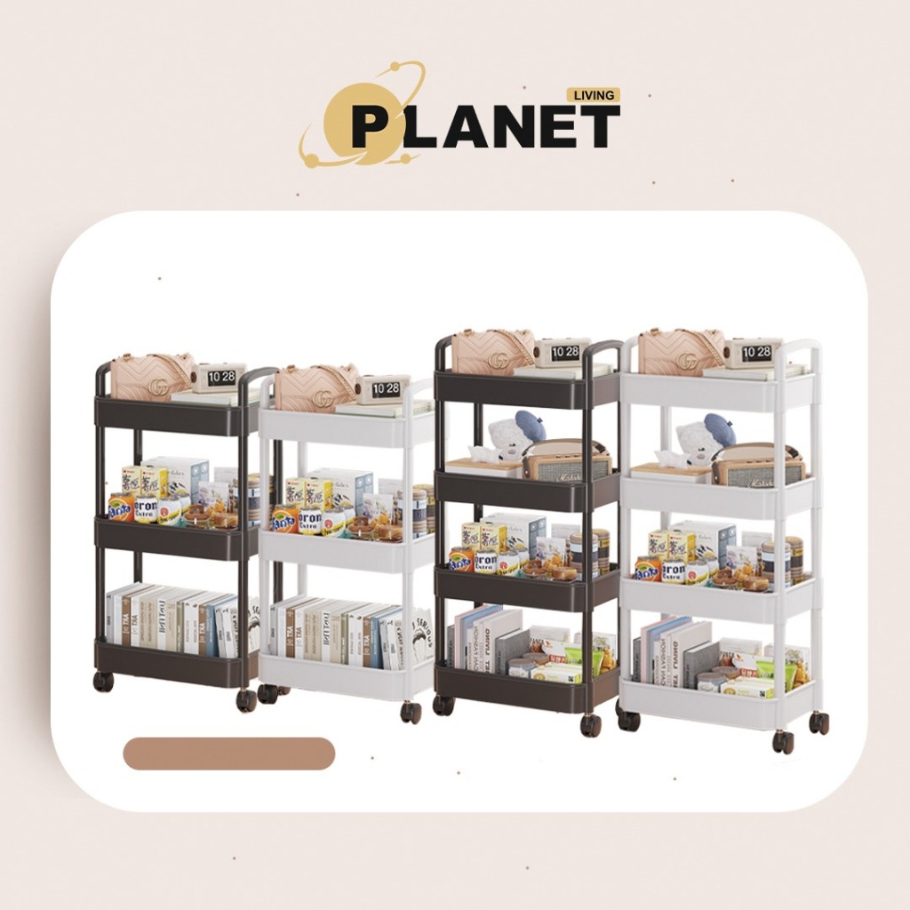 Living Planet Plastic Trolley Storage Rack Bookshelf Small Trolley ...