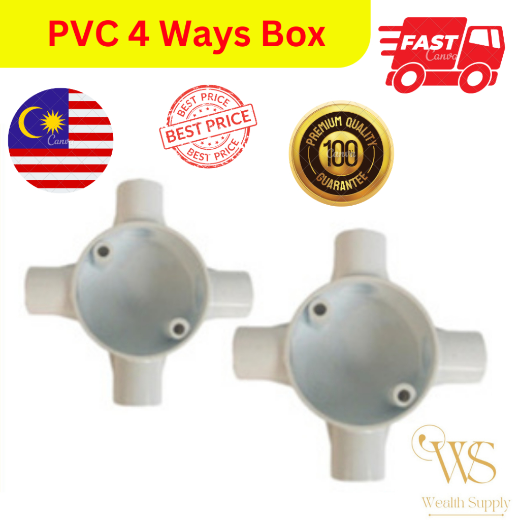 PVC Conduit Pipe 4 Way Cross Box | Shopee Malaysia