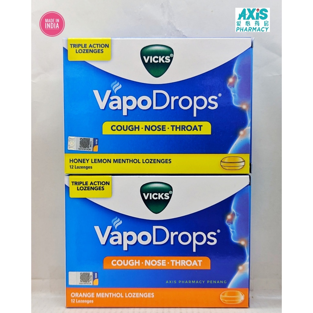 VICKS VapoDrops Triple Action Lozenges *Cough*Nose*Throat* Menthol ...