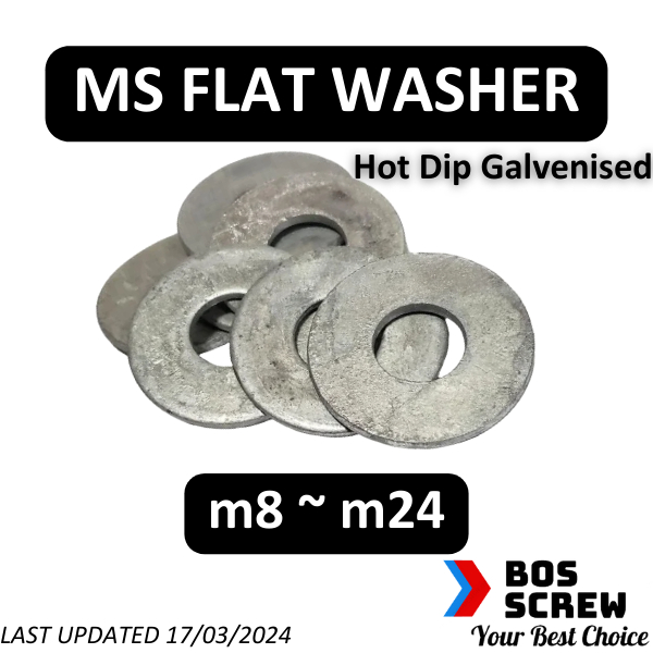 HDG Flat Washer m8 ~ m24 (Hot Dip Galvanised) (1 Pieces) DIN 125 Steel ...