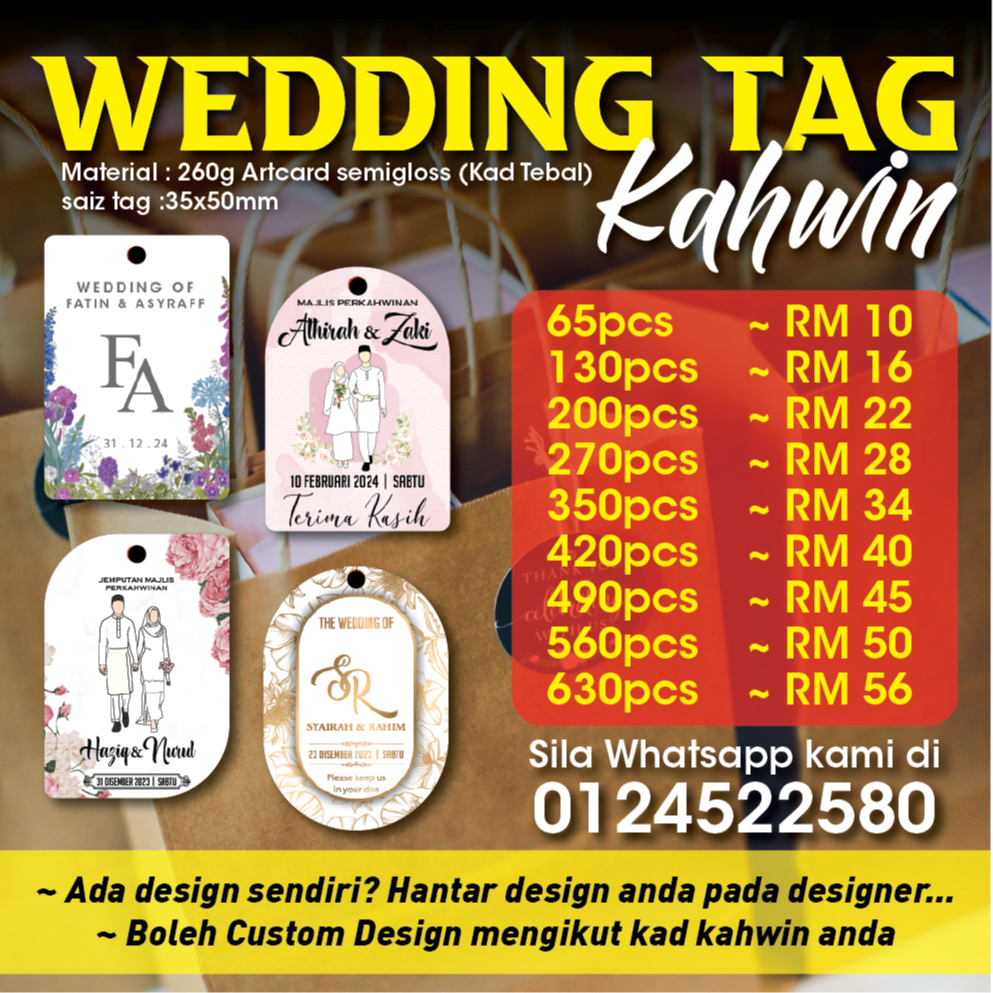 Wedding Tag Majlis Kahwin / Doorgift / Thank you tag MURAH & BERKUALITI ...