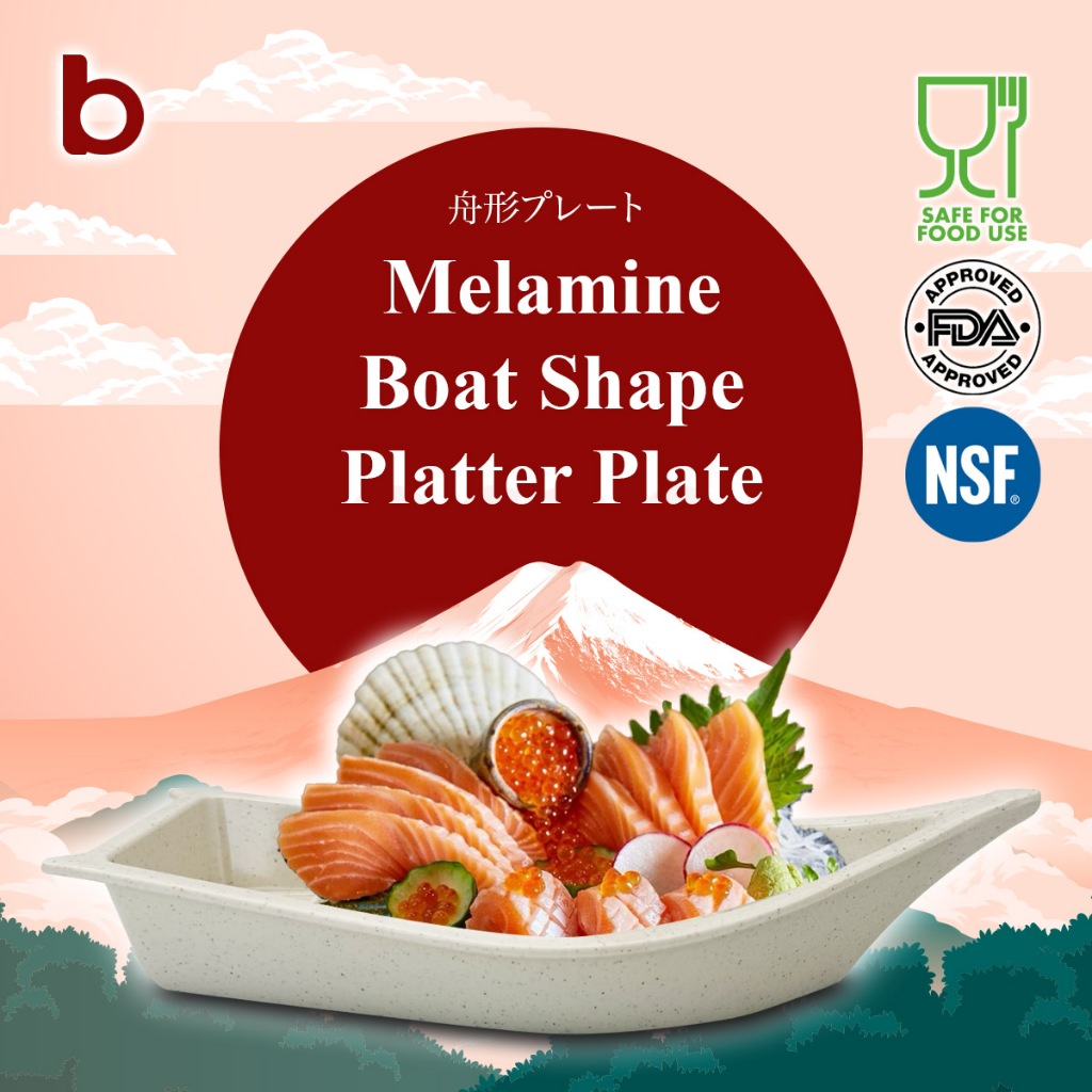 [MY STOCK] Nontoxic Boat Shape Melamine Sushi Plate Plastic Shasimi