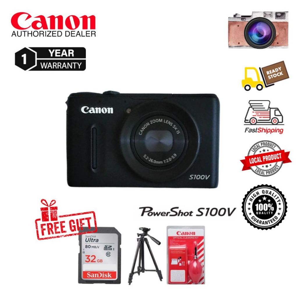 Canon PowerShot S100v 12.1 MP Digital Camera with 5x Wide Angle 