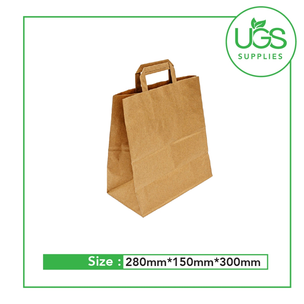 Paper Bag (C2) With Flat Fold Handle Brown 280mm x 150mm x 300mm ...