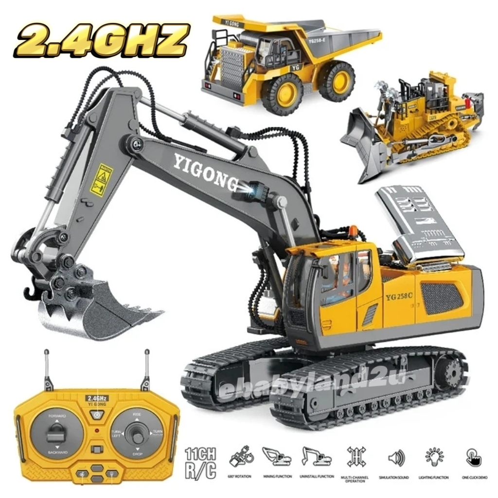1:20 RC Excavator YiGong 11Ch 2.4Ghz Remote Control Construction Series ...