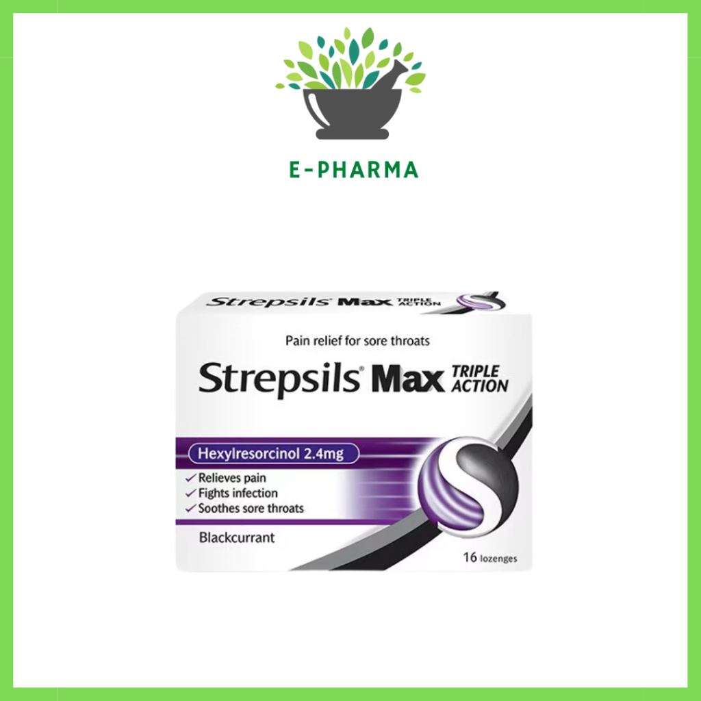 STREPSILS Lozenges Max Triple Action Blackcurrant Blister Pack 16s ...