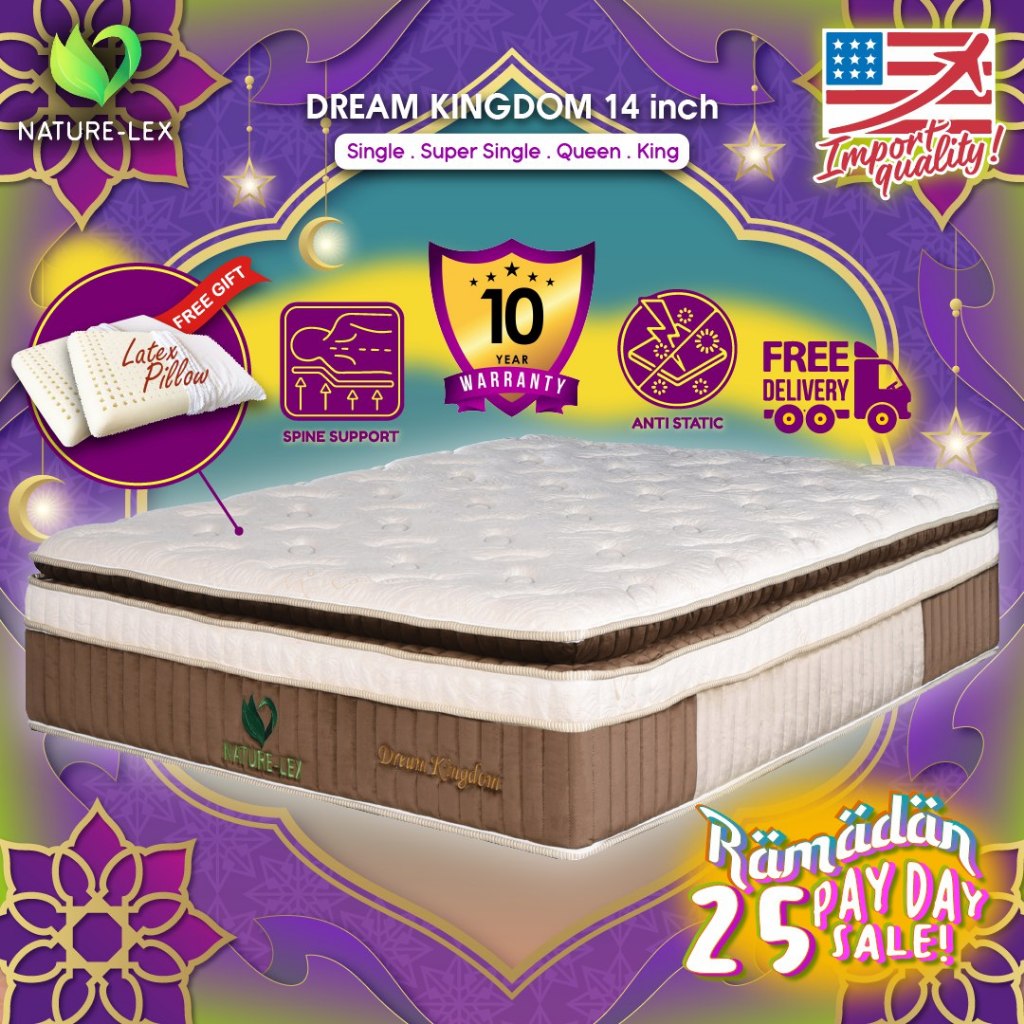 Natural Lex Dream Kingdom 14 Inch 7 Zone Pocket Spring Natural Latex
