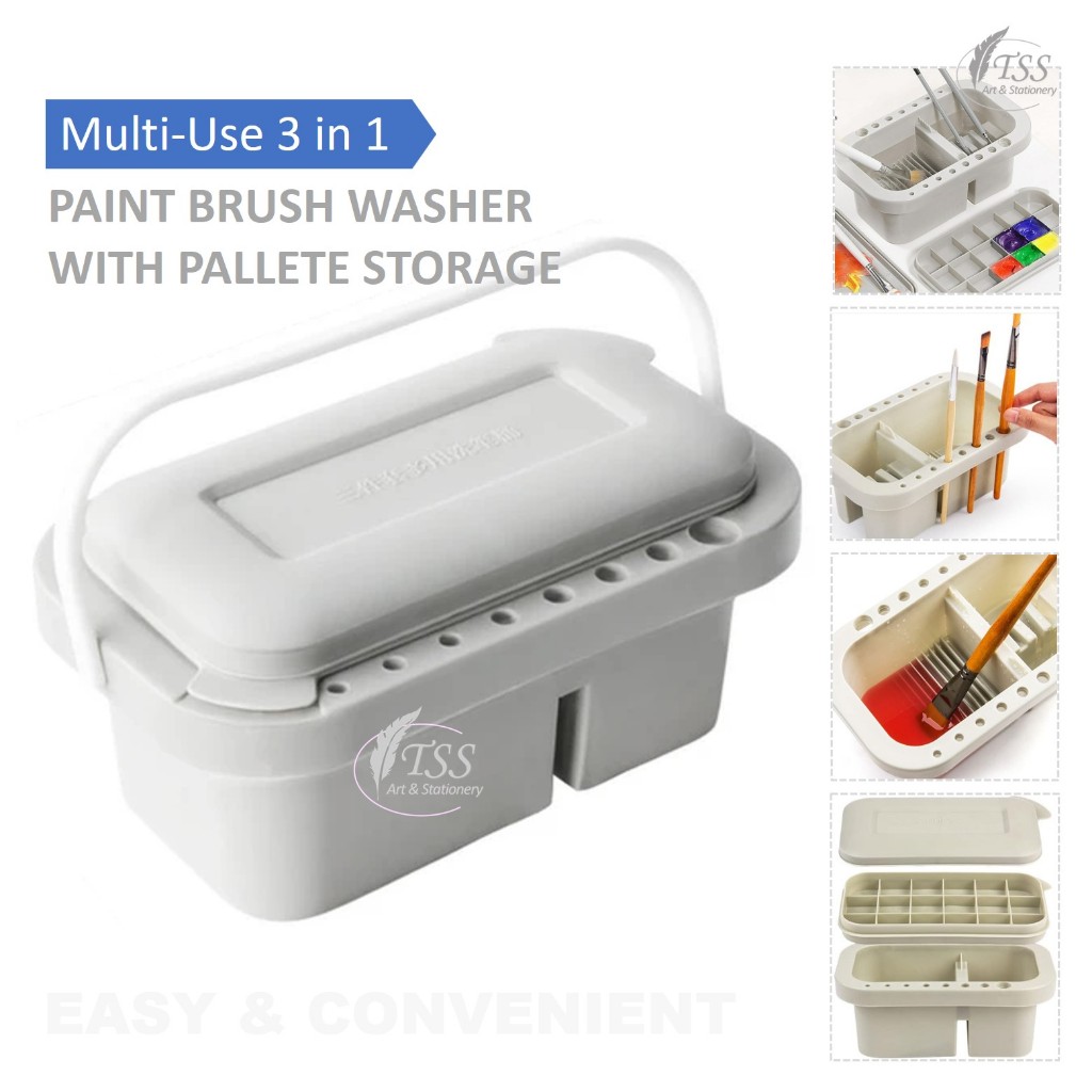 MultiUse Paint Brush Washer Basin with Palette Brush Holder, Palette