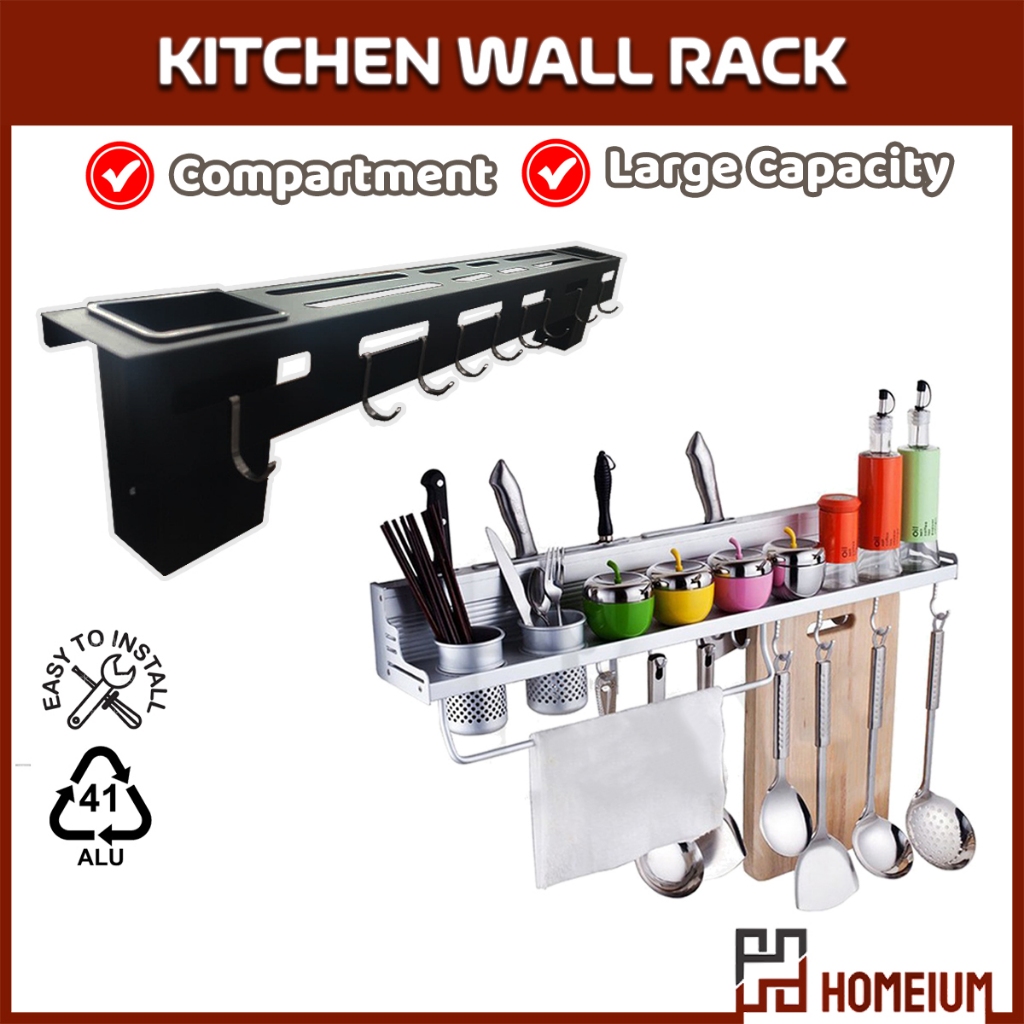 Homeium Premium Aluminium Kitchen Storage and Organizer Rack With 2 ...