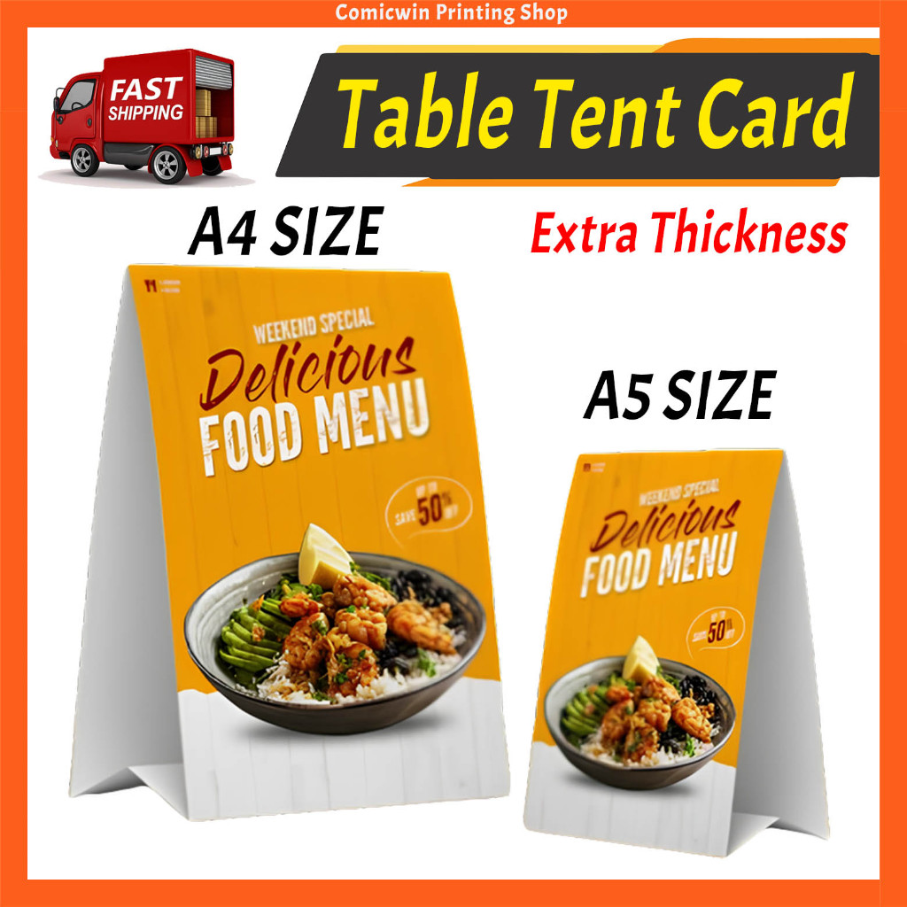 Customize Tent Card (310gsm) A5 Table Card Printing, Card Standee