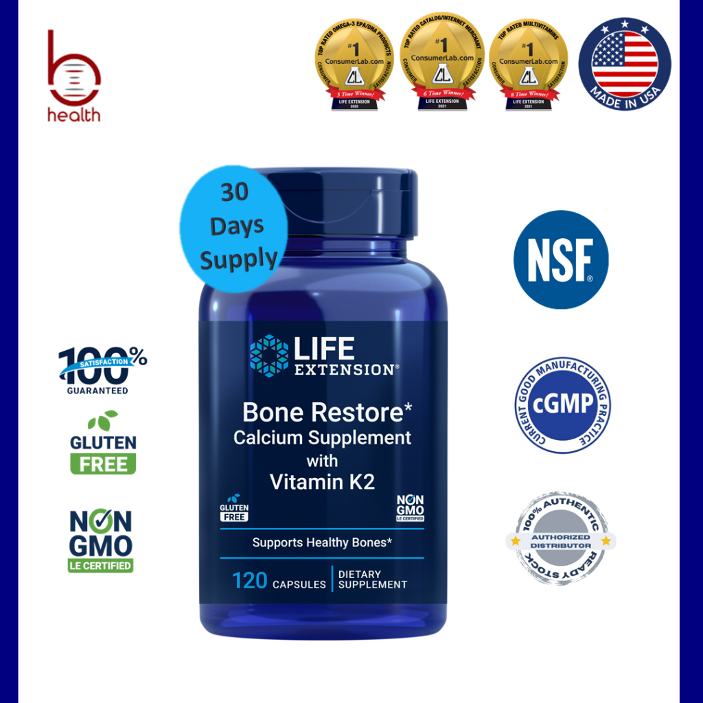 [Life Extension] Bone Restore with Vitamin K2, EXP 05/26, 120 capsules