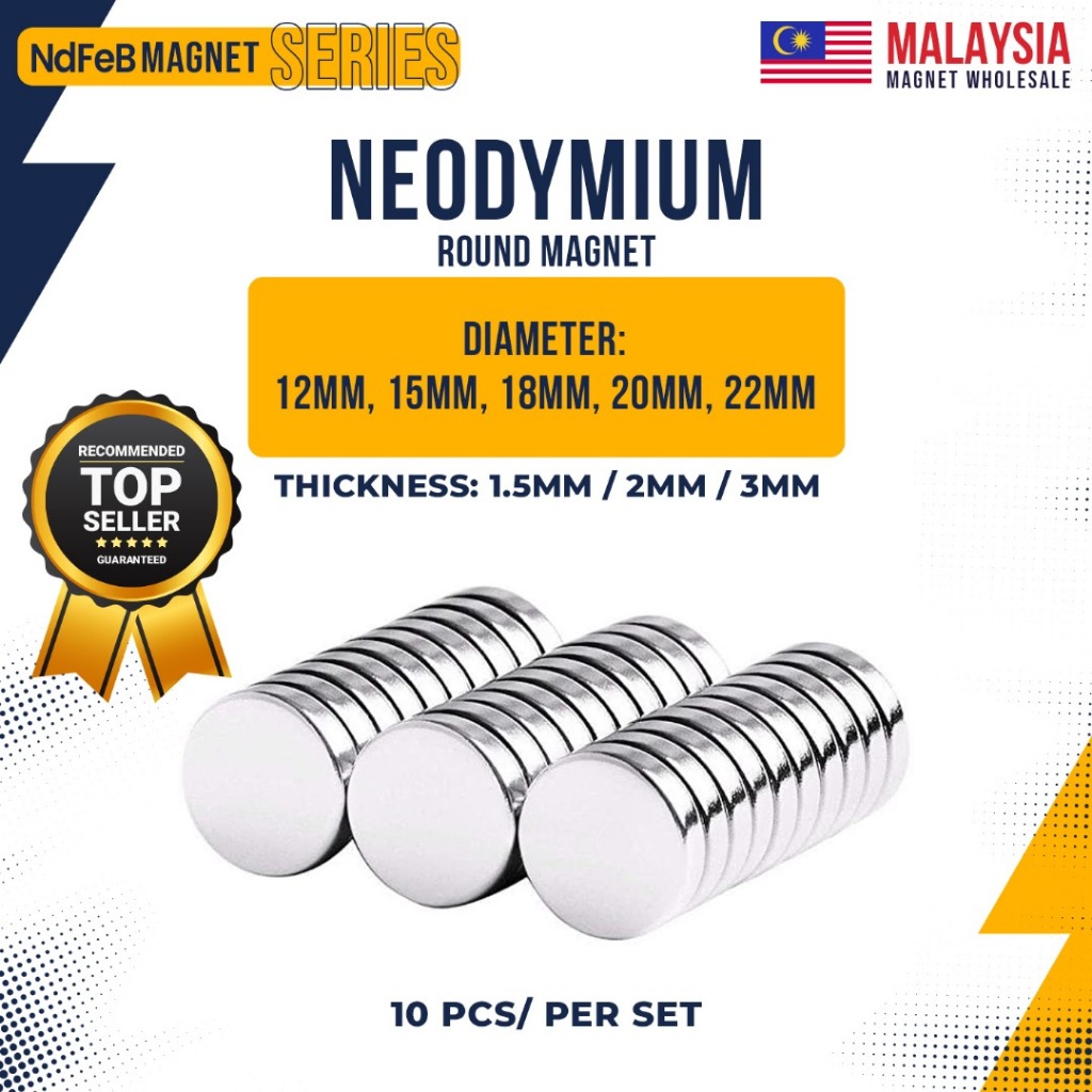 ( 1 SET 10 PCS ) SUPER STRONG Neodynium Magnet Premium Quality (Round ...