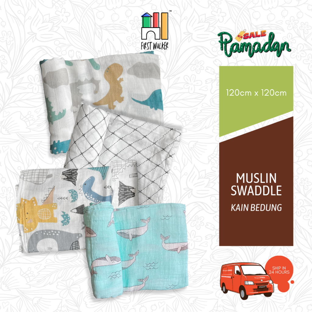 [Saiz Besar XL] Swaddle Kain Bedung Bayi Corak Design Baru 120cmX120cm