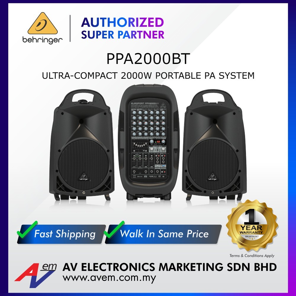 BEHRINGER EUROPORT PPA2000BT 2000Watt 8Channel Portable